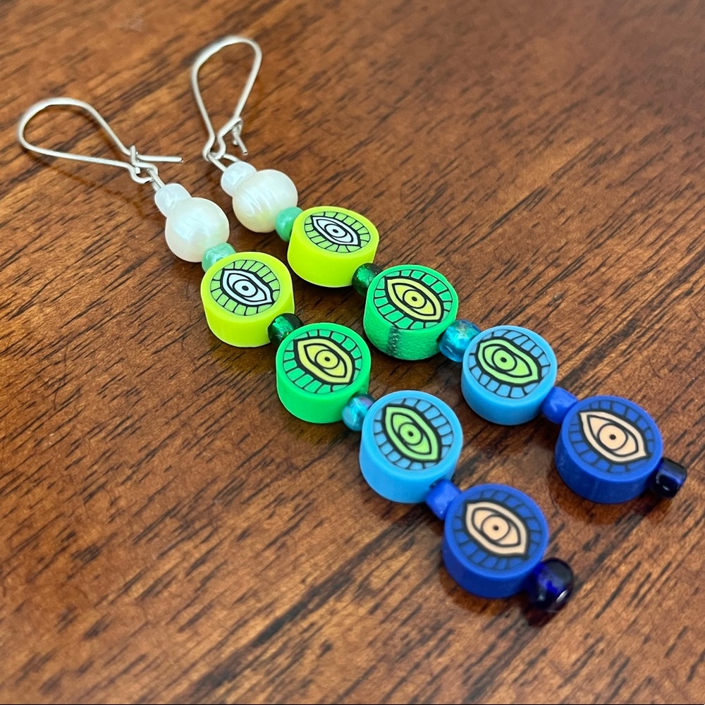 NEW Handmade evil eye ombré earrings